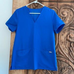 Women’s Figs Royal Blue Scrub Top, size small